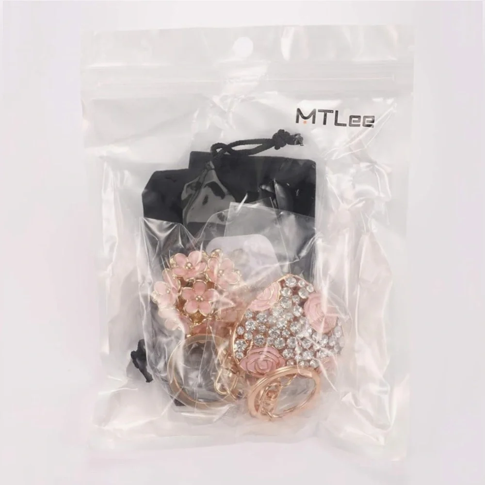 ❌SALE❌NIP LARGE Flower Ball Pink Keychain and Sweet Love Heart Rose Crystal, 2
